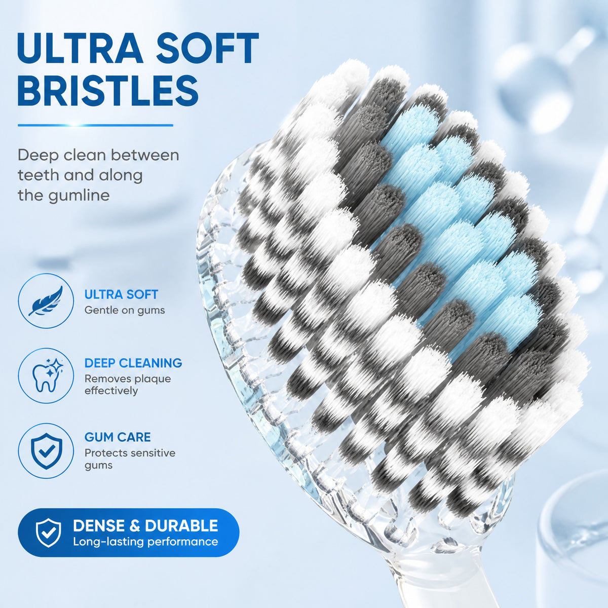 Charcoal Toothbrush | 6-Pack | Ultra Soft Dual Bristles | Sensitive Gum Care