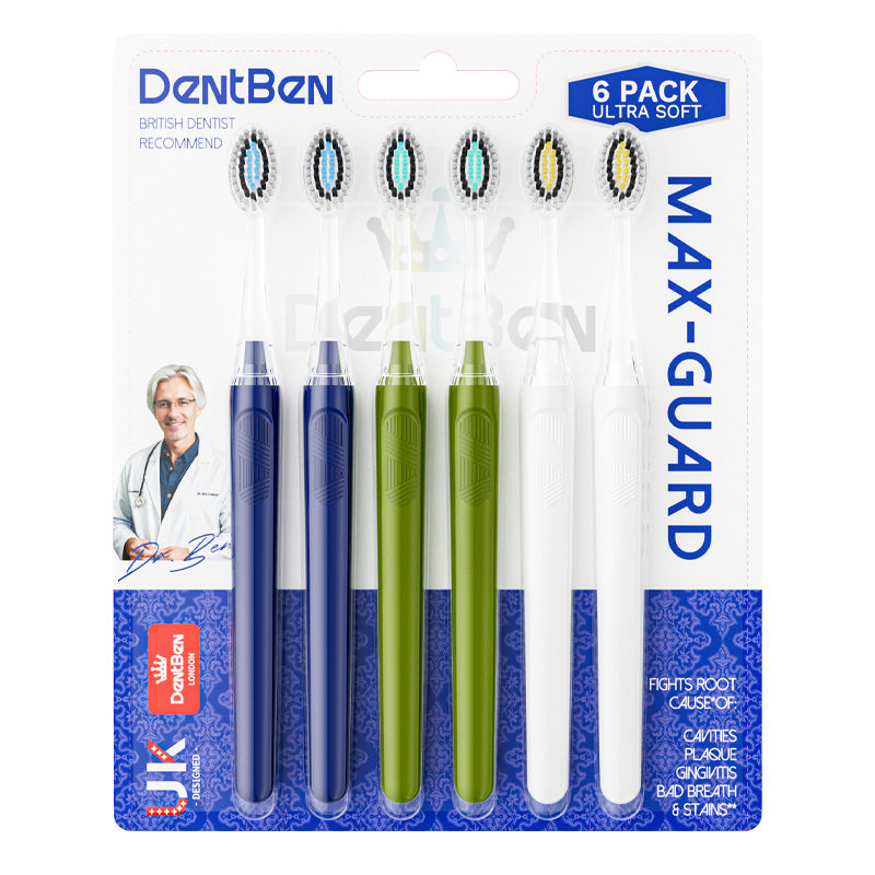 Charcoal Toothbrush | 6-Pack | Ultra Soft Dual Bristles | Sensitive Gum Care
