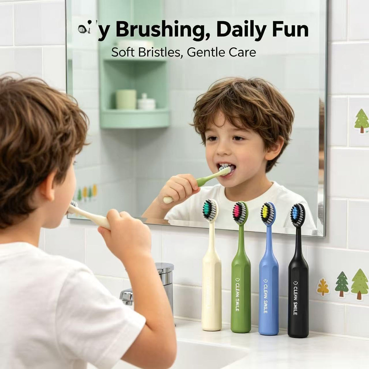 Kids Toothbrush Set 4 Pack | Soft Bristles, Color-Coded | Smilvy