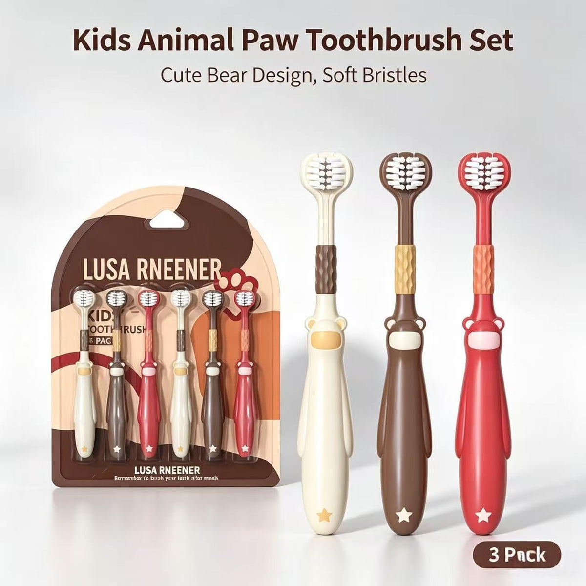Kids Toothbrush 6 Pack | Cute Bear Design, Soft Bristles, Easy-Grip | Smilvy