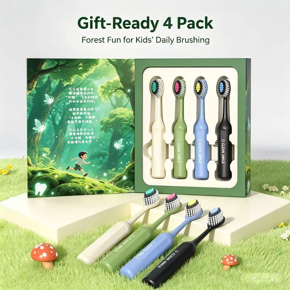 Kids Toothbrush Set 4 Pack | Soft Bristles, Color-Coded | Smilvy