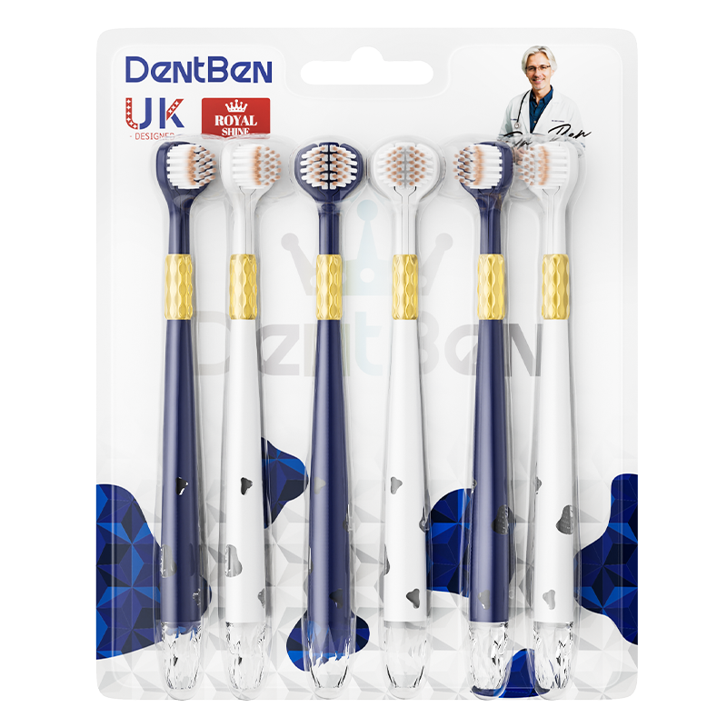 3-Sided Toothbrush | 6-Pack | Gold Grip | Reaches Every Corner with Ease