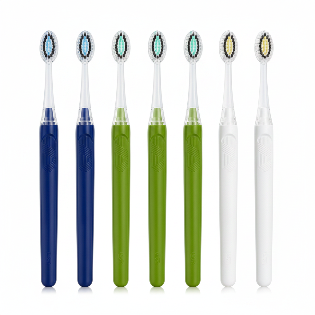 Charcoal Toothbrush 6-Pack Navy Green White