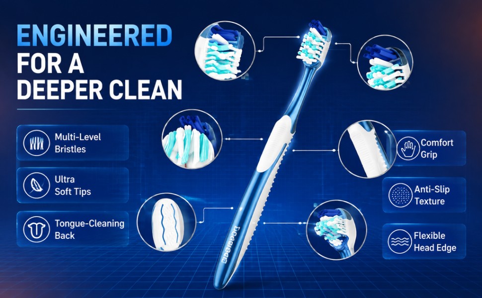 Family Toothbrush Set | 6-Pack | Color-Coded Soft Bristles | Adults & Teens A+ 图片