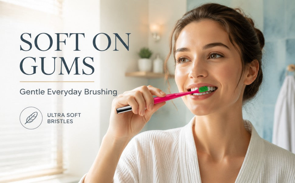 Soft Bristle Toothbrush | 2-Pack | Stainless Steel Handle | 4 Colors A+ 图片