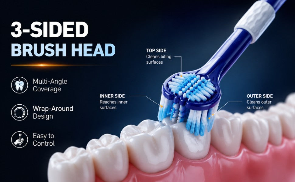 3D Three-Sided Toothbrush | 6-Pack | Wrap-Around Head | Cleans All Surfaces in One Stroke A+ 图片