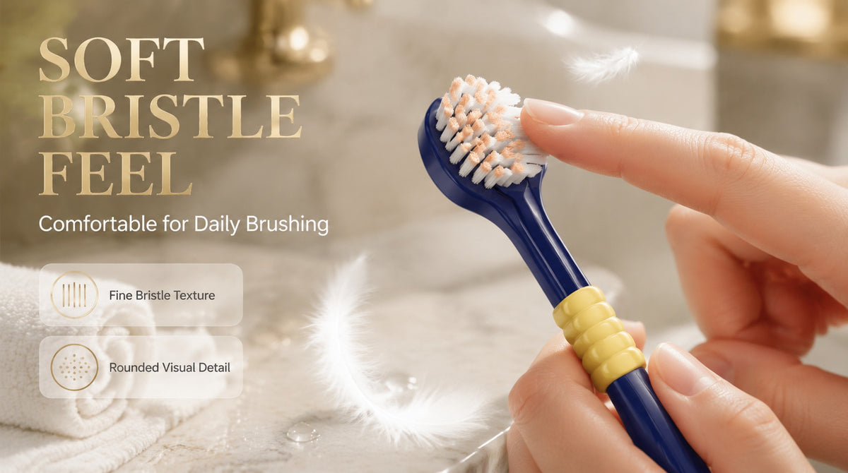 3-Sided Toothbrush | 6-Pack | 150% More Bristles | Gentle Deep Clean | Navy & White A+ 图片