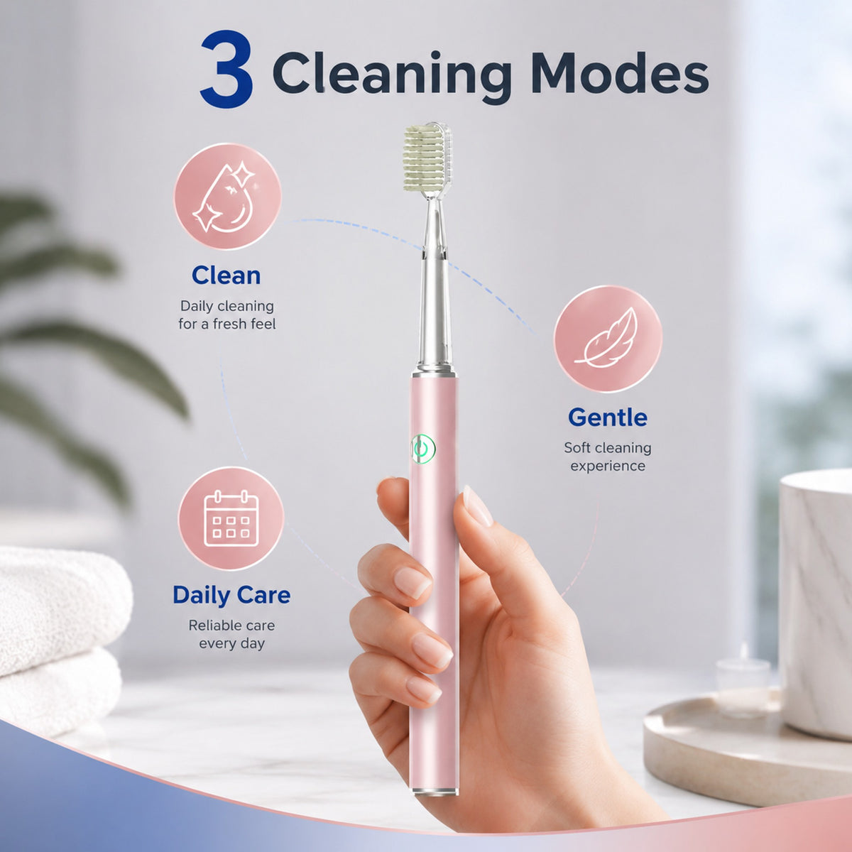 Ultrasonic Electric Toothbrush | Aerospace Metal Body | IPX7 Waterproof | 4 Brush Heads